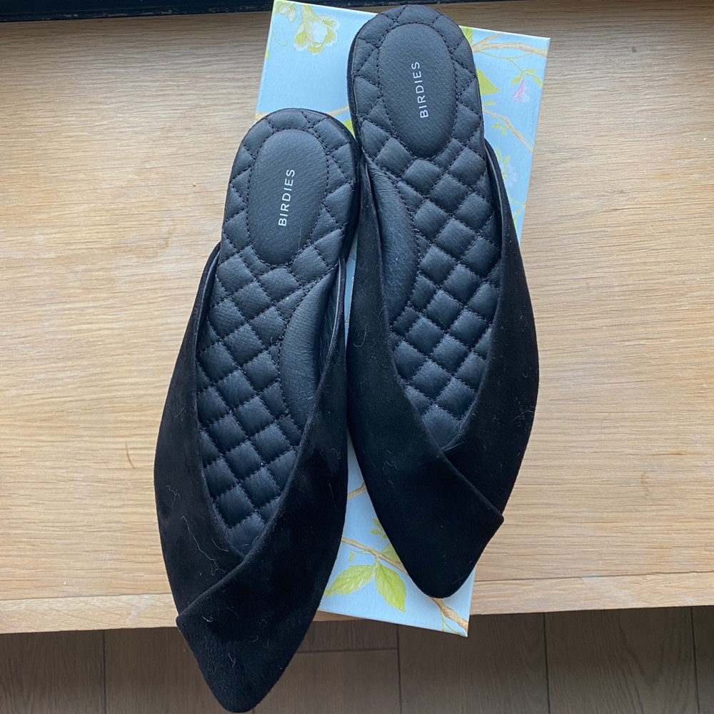 Birdies slides Swan black suede size 7 brand new!